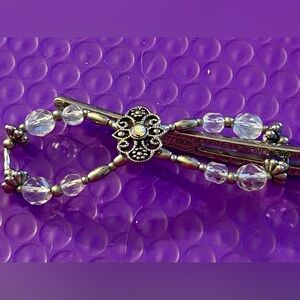 Vintage-Style Lilla Rose Flexi-Clip Hair Barrette with Beaded Filigree Design